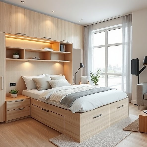 łóżko z zagłówkiem