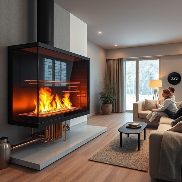 nowoczesny kominek panoramiczny