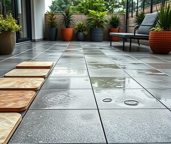 Jakie płytki tarasowe Ceramika Paradyż wybrać, by były antypoślizgowe po deszczu?