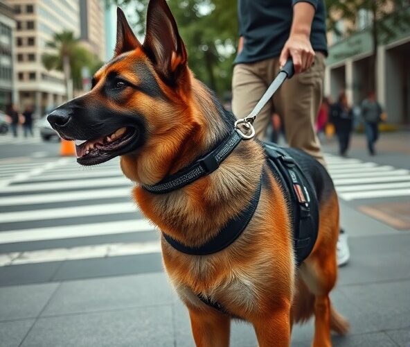 Czy smycz krótka z amortyzatorem ograniczy ciągnięcie dorosłego owczarka na miejskich spacerach?