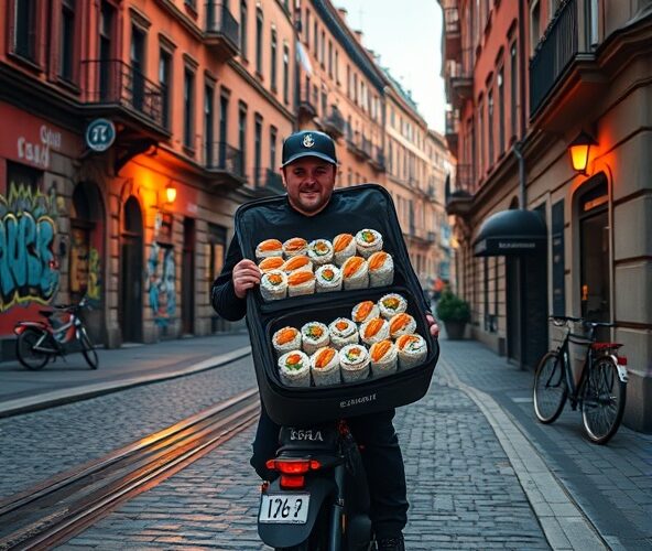 Jaki próg zamówienia daje darmową dostawę sushi na Pradze Północ?
