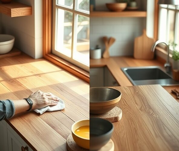 Jak wydłużyć trwałość blatów kuchennych drewnianych olejowanych?