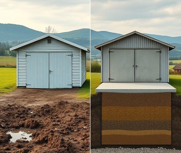 Czy garaże blaszane dwuspadowe w Małopolsce postawić na słabym gruncie bez wylewki, czy lepiej zainwestować w fundament?